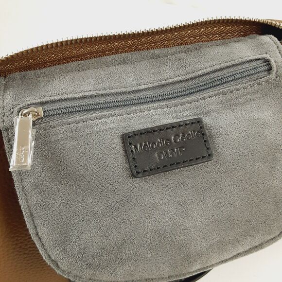 DUYP Melodie Cecile Pebbled Leather Shoulder Bag Brown & Black Satchel W/ Insert - Picture 7 of 16